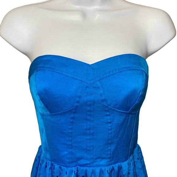 Rebecca Taylor Blue Strapless Eyelet Corset Dress Size 0 As Seen On Taylor Swift - Picture 5 of 16